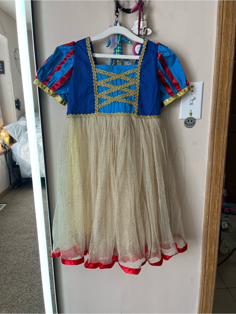 Snow White Inspired Blue and Gold Kids Costume Dress